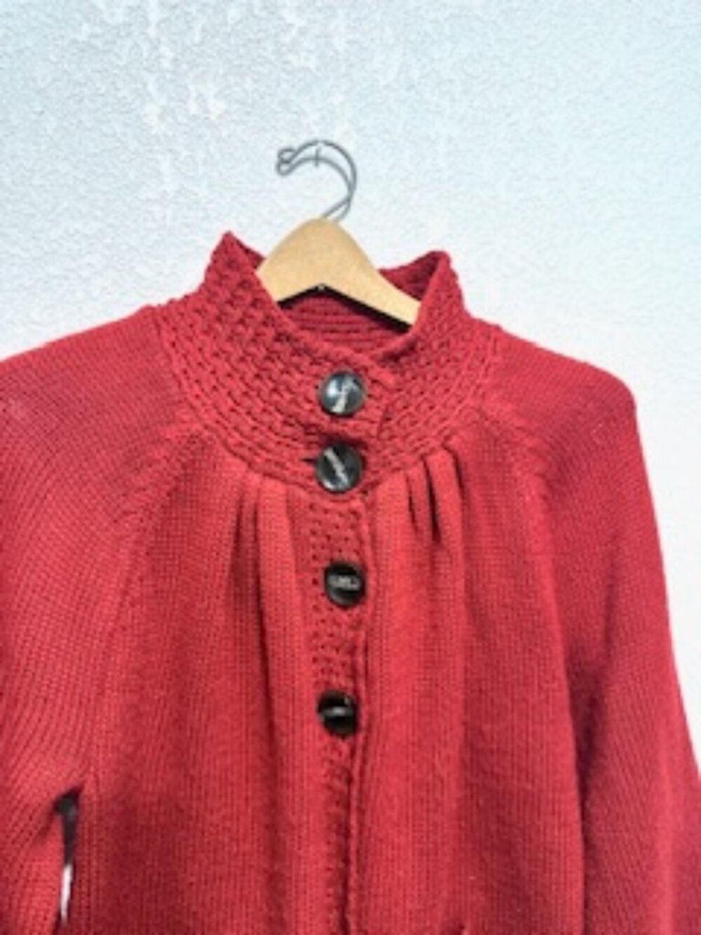 Style & Co. Womens Cardigan Cable Knit Button-Up Pockets Mock Neck Red Size L - Picture 5 of 16